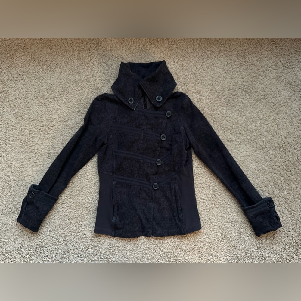 LULULEMON jacket Dark Grey and Black Pea Coat Style Zip with Cuffs Size 8